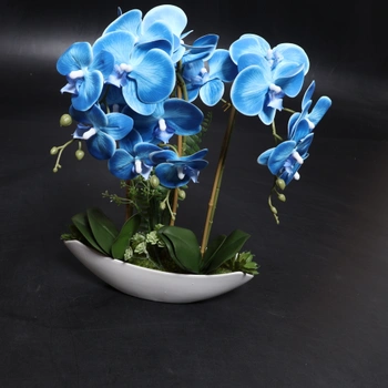 Umelá orchidea Oairse 41cm biela/modrá
