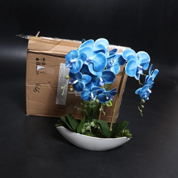 Umelá orchidea Oairse 41cm biela/modrá