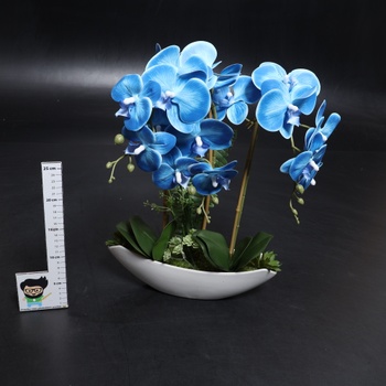 Umělá orchidej Oairse 41cm bílá/modrá