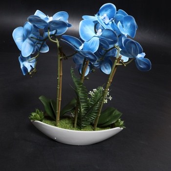 Umělá orchidej Oairse 41cm bílá/modrá