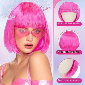 Parochňa Sofiyan Bob so slnečnými okuliarmi, parochňa pre cosplay párty s ofinou, ružovočervená