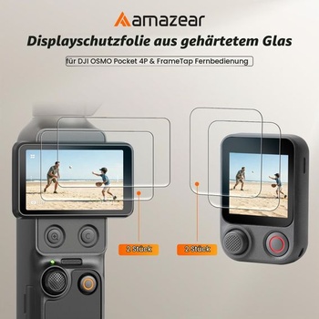 Sada ochranných fólií AMAZEAR pre DJI Osmo Pocket 4P a Osmo Mobile 8P (4 kusy) - 2x tvrdené sklo