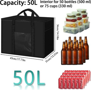 Veľká skladacia chladiaca taška 50L izolovaná taška chladiaci box košík na jedlo, veľká pikniková
