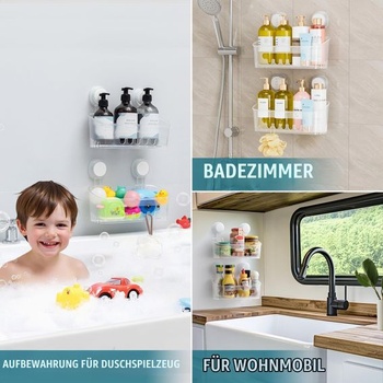 Sprchová police TAILI bez vrtání, sprchová police s přísavkou, extra pevná, balení po 2 kusech,