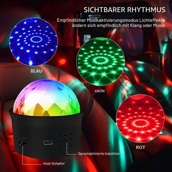 Mini disko gule, Sada 4 LED disko svetiel, Párty svetla, Svetlá na disko guľu, Disko párty svetla,