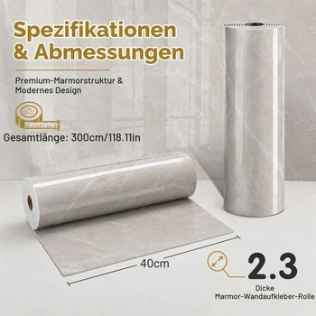 Samolepiace dlaždice, mramorový vzhľad, 40 x 300 cm, mramorová tapeta, hrúbka 2,3 mm, 01