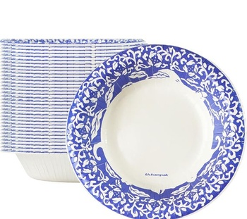 Jednorazové kartónové misky, 470 ml, 50 kusov, elegantný porcelánový design, robustný a vhodné do