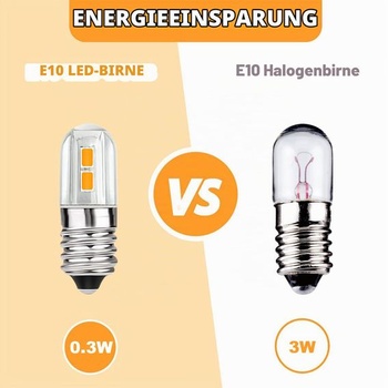 5 ks E10 LED žiaroviek 6V, AC/DC 6V 0,3W, 3000K teplá biela, nahrádza 3 watty, náhradné žiarovky za