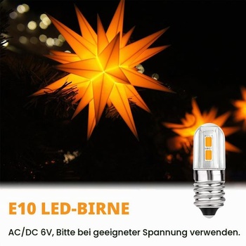 5 ks E10 LED žiaroviek 6V, AC/DC 6V 0,3W, 3000K teplá biela, nahrádza 3 watty, náhradné žiarovky za