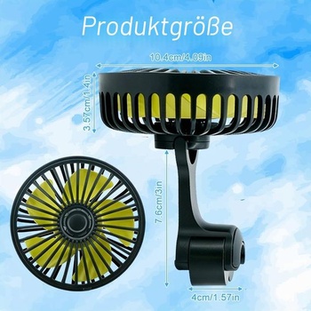 Ventilátor do auta Mineup pre zadné sedadlá, 5V dvojhlavý ventilátor do auta, chladenie ventilátorom
