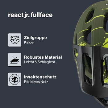 Detská integrálna cyklistická prilba uvex React jr., tmavo olivová matná, 52-56 cm