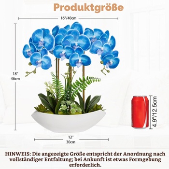 Umělá orchidej Oairse 41cm bílá/modrá