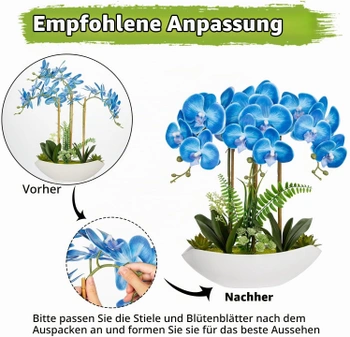 Umelá orchidea Oairse 41cm biela/modrá