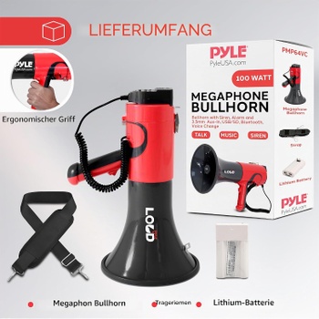 Megafon Pyle se sirénou BLUETOOTH