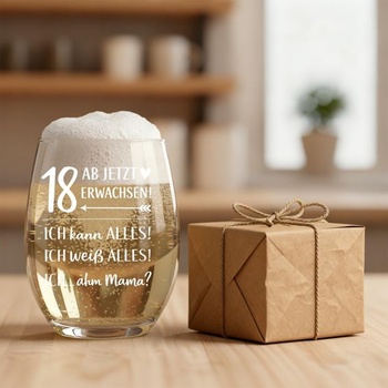 Darček k 18. narodeninám pre dievča, poháre na víno s objemom 550 ml s nápisom 