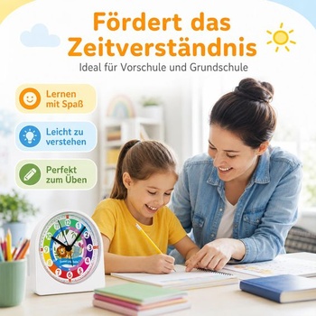 Dětský budík pro začátečníky, analogový budík bez tikání, dětský design s divokými zvířaty
