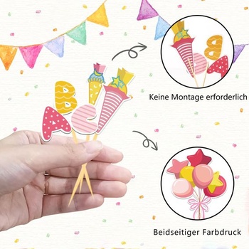 20 ozdob na dorty pro začátek školního roku, růžové duhové ozdoby na dorty