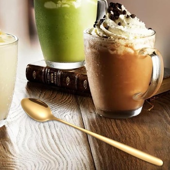 Sada lžic Tiokin Latte Macchiato, 6dílná, rukojeť 19,8 cm, lžíce na zmrzlinu z nerezové oceli,