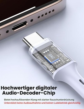 Kabel MOSWAG USB-C na 3,5mm audio Aux jack, stereo kabel pro sluchátka typu C na 3,5mm kompatibilní