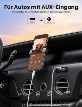 Kábel MOSWAG USB-C na 3,5 mm audio Aux jack, stereo kábel pre slúchadlá typu C na 3,5 mm kompatibilný