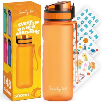 Sweety Fox - Detská fľaša na pitie vhodná na perlivé nápoje 500ml - Oranžová