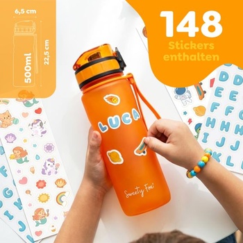Sweety Fox - Detská fľaša na pitie vhodná na perlivé nápoje 500ml - Oranžová
