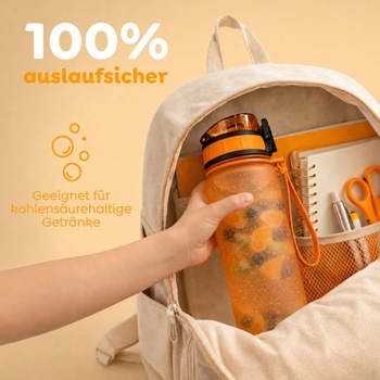 Sweety Fox - Detská fľaša na pitie vhodná na perlivé nápoje 500ml - Oranžová