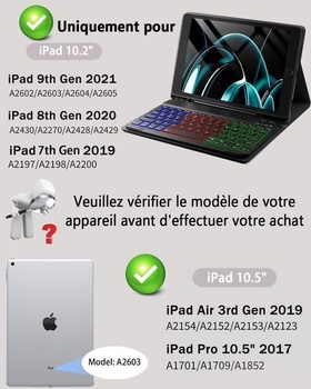Podsvícená klávesnice a myš pro iPad 9./8./7. generace (9./2021, 8./2020, 7./2019) 10,2 palce/iPad