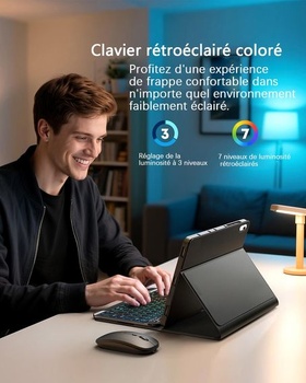 Podsvícená klávesnice a myš pro iPad 9./8./7. generace (9./2021, 8./2020, 7./2019) 10,2 palce/iPad