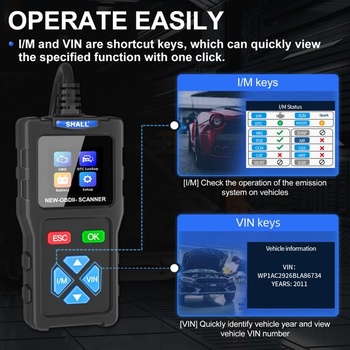 Skener/čítačka chybových kódov SHALL T100 OBD2 na testovanie motorov automobilov – diagnostický nástroj