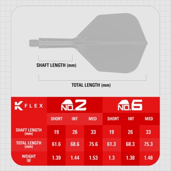 Target Darts Target K-Flex Integrated Vol. v Darto and Arbres, Blanco, Media Tige (33mm), No.6