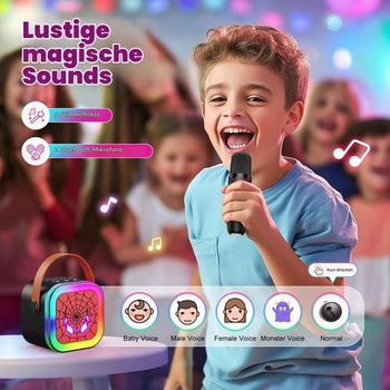 Braxel Karaoke automat se 2 Bluetooth mikrofony, hračka pavouk pro chlapce ve věku 3-12 let, černá