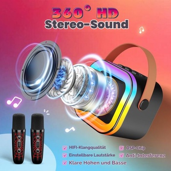 Braxel Karaoke automat se 2 Bluetooth mikrofony, hračka pavouk pro chlapce ve věku 3-12 let, černá