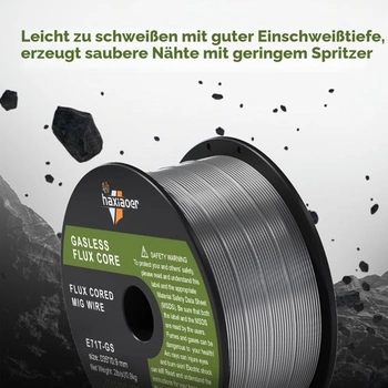 Svařovací drát haxiaoer 0,9 mm 1 kg MIG - D100 1 role Plněný drát bez plynu pro MIG/MAG svářečky,