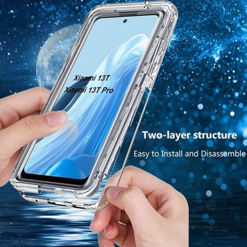 Puzdro na telefón pre Xiaomi 14, priehľadné silikónové puzdro so vstavanou ochranou displeja,
