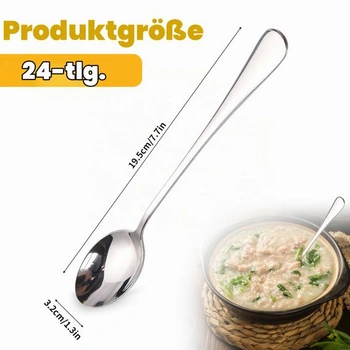 24 lžiček na Latte Macchiato, 19,5 cm dlouhé lžičky na jogurt z nerezové oceli, dlouhé dezertní