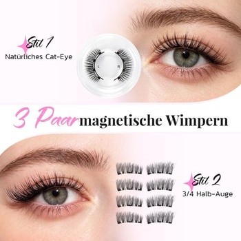 Magnetické riasy, 3 magnetické riasy, plné a 3/4 polovičné štýly rias, magnetické riasy s prirodzeným