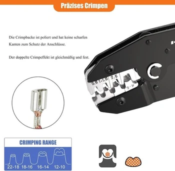 Krimpovací kleště KF CPTEC pro otevřené a neizolované konektory/ploché konektory AWG 22-10 –