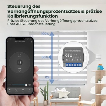 Chytrý WiFi modul spínače rolet s procentuální funkcí, WiFi spínač rolet pro motory rolet s Alexou,