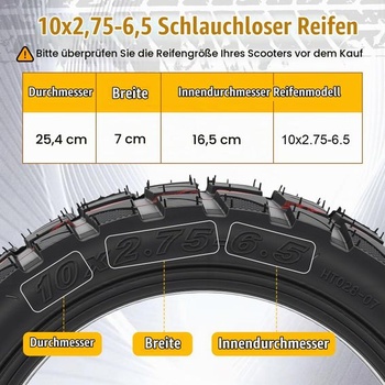 Plášť a duša pre elektrokolobežku, bezdušový plášť 10x2,75-6,5