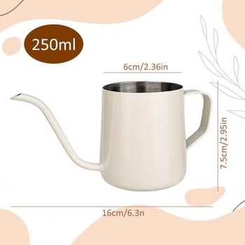 250ml biela malá kanvica na izbové rastliny, mini kanvica na zalievanie, nerezová kanvica s dlhým