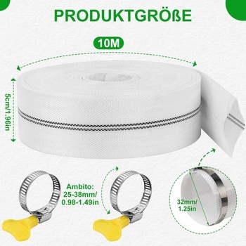 Zosilnená hadica 1 1/4 palca plochá hadica pre čerpadlo, hadica 32 mm 10 m s 2 sponami, priemyselná