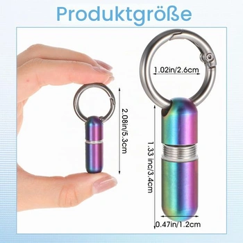Přenosná krabička na tablet Ptwola Mini kovová krabička na léky s klíčenkou, barva 5,3 × 2,6 × 1,2