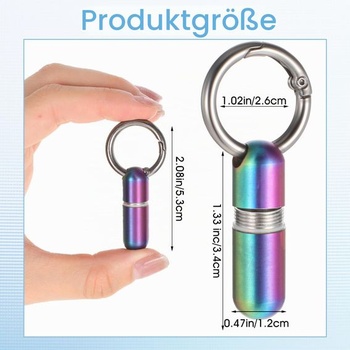 Prenosná krabička na tablet Ptwola Mini kovová krabička na lieky s kľúčenkou, farba 5,3 × 2,6 × 1,2