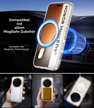 Priehľadné magnetické puzdro ivoler pre Honor Magic 8 Pro 5G, [kompatibilný s MagSafe] [vojenská