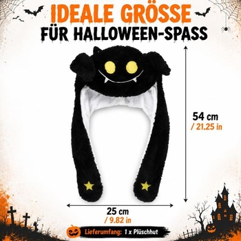 Plyšový halloweensky kostým Yardwe pre dospelých, kreslená čiapka s pohyblivými ušami, vtipná