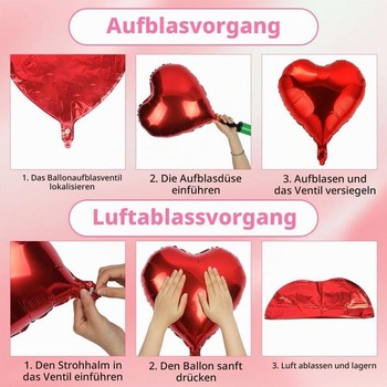 Fóliové balónky ve tvaru srdce, 30 kusů, 18palcové balónky ve tvaru srdce na svatbu, červené.