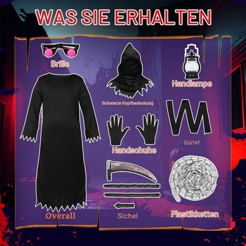 Kostým Smrtka z Raveparty pre deti, Halloweensky kostým pre chlapcov, Hororový kostým pre mužov,