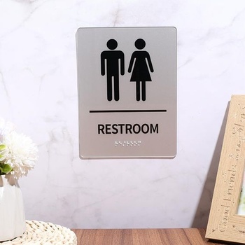 WADORN 2dílné unisex cedule na toalety, akrylové cedule na toalety splňující normu ADA pro firmy s