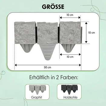 GARDENIX Okraj trávníku 1,8 m Žulová dlažební kostka Šedá 10x10x10 cm – Okraj záhonu, Okraj záhonu,